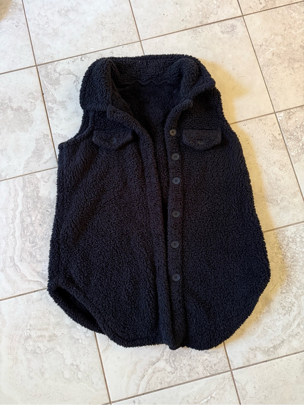 Woman’s Black Sherpa Button-Up Vest